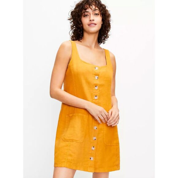 Lou & Grey Linen Button Pocket Tank Dress Size XS - Picture 1 of 6
